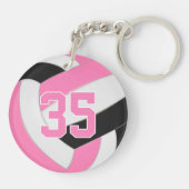 niedlich rosa, gürtelschwarze, personalisierte Vol Schlüsselanhänger (Rückseite)