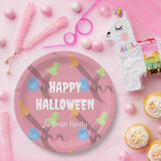 Niedlich rosa Halloween anpassbar Pappteller (Party)