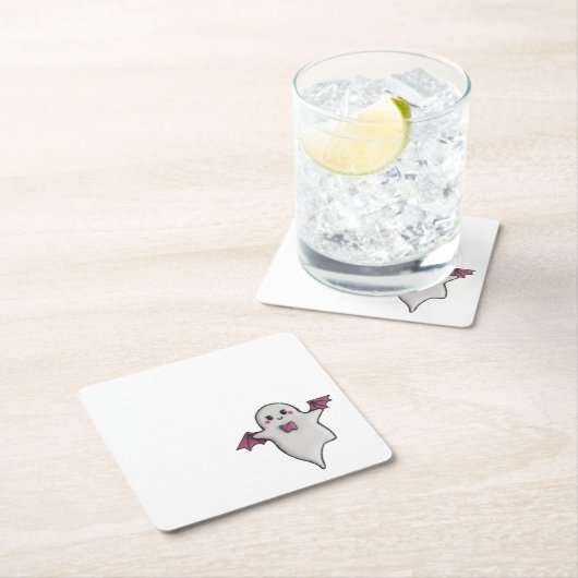 Niedlich-rosa Halloween-Bube Rechteckiger Pappuntersetzer (Vor Ort)