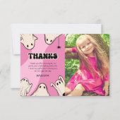 Niedlich-rosa Halloween-Foto Geburtstag Dankeskarte (Vorderseite)