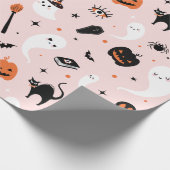 Niedlich-rosa Halloween Geschenkpapier (Ecke)