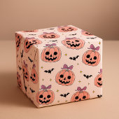 Niedlich rosa Halloween Jack-o'-Lanterns & Flederm Geschenkpapier
