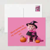 Niedlich-rosa Halloween-Katzenpaste Postkarte (Vorne/Hinten)