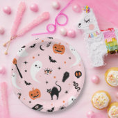 Niedlich rosa Halloween-Party Pappteller (Party)