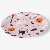 Niedlich rosa Halloween-Party Pappteller (Schrägansicht)