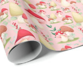 Niedlich rosa, handgestrichene Pilze Geschenkpapier (Rolleneckpunkt)