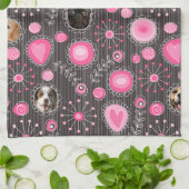 Niedlich rosa Herz und Blume Mama Hund FotoCollage Geschirrtuch (Gefaltet)
