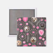 Niedlich rosa Herz und Blume Mama Hund FotoCollage Magnet (Vorderseite/Rückseite)