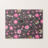 Niedlich rosa Herz und Blume Mama Hund FotoCollage Puzzle (Horizontal)