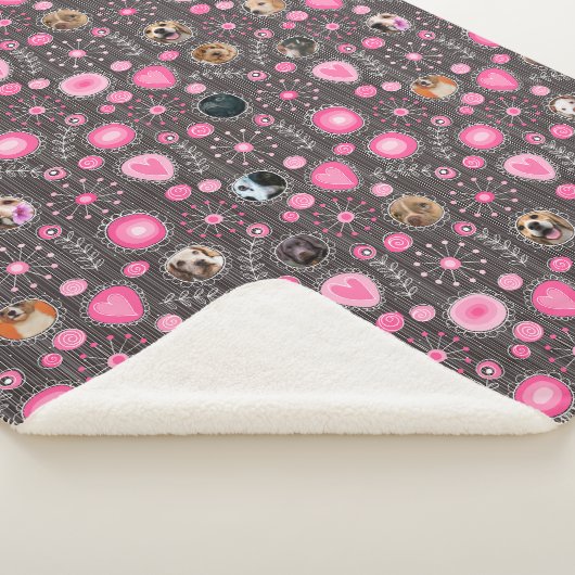 Niedlich rosa Herz und Blume Mama Hund FotoCollage Sherpadecke (3/4)