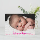 Niedlich rosa Herzchen Valentinstag Fotokarten Feiertagskarte (Stehend Vorderseite)