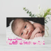 Niedlich rosa Herzchen Valentinstag Fotokarten Feiertagskarte (Stehend Vorderseite)