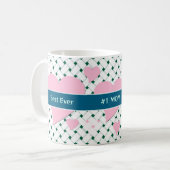 Niedlich rosa Herzen, blau grün der beste Spaß für Kaffeetasse (Vorderseite Links)