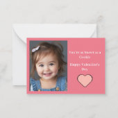 Niedlich rosa Herzen Cookie Foto Klassenzimmer Val Mitteilungskarte (Rückseite)