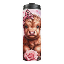 Niedlich-rosa-Highland-Kuh-Thermal-Tumbler
