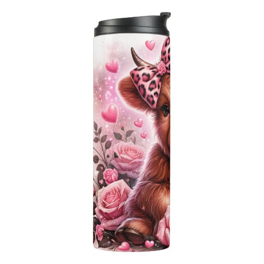 Niedlich-rosa-Highland-Kuh-Thermal-Tumbler Thermosbecher (Nach links gedreht)