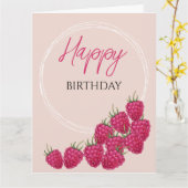 Niedlich-rosa Himbeeren Aquarellbilder Karte (Gelbe Blume)