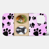 Niedlich rosa Hintergrund mit Pfoten, benutzerdefi Case-Mate iPhone Hülle (Rückseite (Horizontal))
