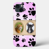 Niedlich rosa Hintergrund mit Pfoten, benutzerdefi Case-Mate iPhone Hülle (Rückseite)