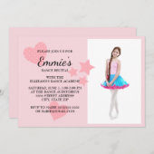 Niedlich rosa Hörstars Tanz Foto laden ein Einladung (Vorne/Hinten)