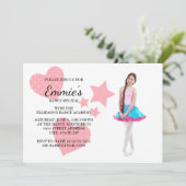 Niedlich rosa Hörstars Tanz Foto laden ein Einladung (Stehend Vorderseite)