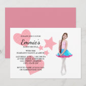 Niedlich rosa Hörstars Tanz Foto laden ein Einladung (Vorne/Hinten)