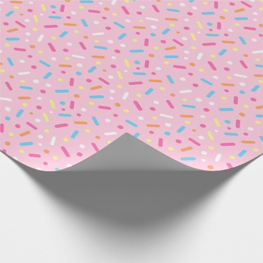 Niedlich rosa Icing mit Sprinklen Donut Geschenkpapier (Ecke)