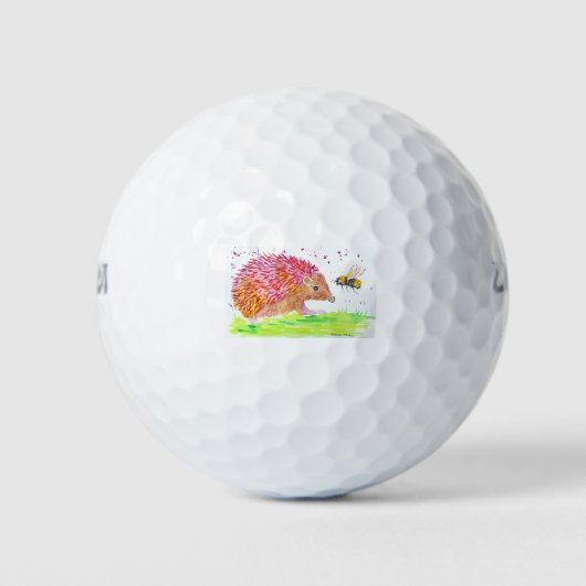 Niedlich rosa Igel und Hummel Golfball (Vorderseite)