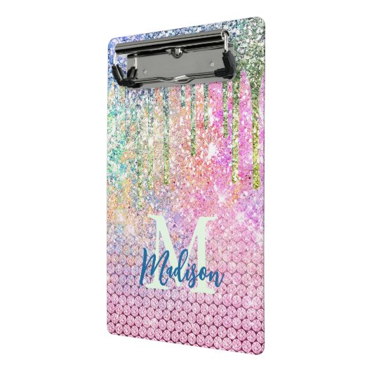 Niedlich-rosa-irisierende Einhorn-Imitate Glitzer- Mini Klemmbrett (Gewinkelt2)