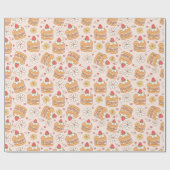 Niedlich rosa Japanisches Erdbeerkuchenmuster Geschenkpapier (Flach)