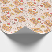 Niedlich rosa Japanisches Erdbeerkuchenmuster Geschenkpapier (Ecke)