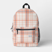 Niedlich rosa Karierte Tartan Karo Monogramm Bedruckter Rucksack (Vorderseite)