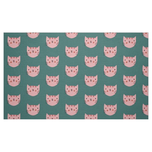 Niedlich rosa Katzengrün Stoff (Fat Quarter (45,7 x 55,9 cm))