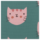 Niedlich rosa Katzengrün Stoff (Nahaufnahme)