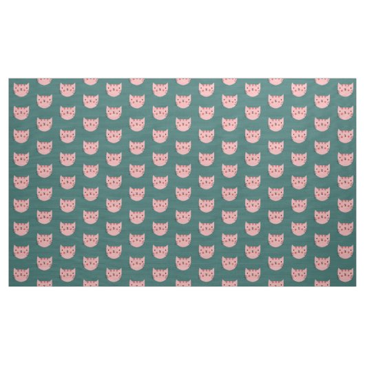 Niedlich rosa Katzengrün Stoff (Yard (91,4 cm))