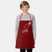 Niedlich rosa Katzenherzen Mit Monogramm Schürze (Getragen)