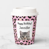 Niedlich rosa Katzenkatze Geburtstagspackung Pappbecher (Rückseite)