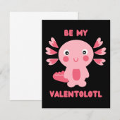 Niedlich rosa Kawaii axolotl fragend - Sei mein Va Mitteilungskarte (Vorne/Hinten)
