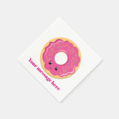 Niedlich rosa Kawaii donut Nachricht Party Napkins Serviette (Ecke)