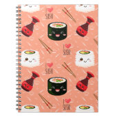 Niedlich-rosa Kawaii-Sushi-Muster Notizblock (Vorderseite)