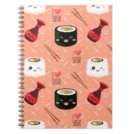 Niedlich-rosa Kawaii-Sushi-Muster Notizblock
