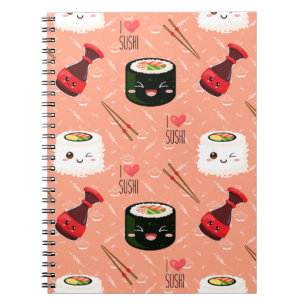 Niedlich-rosa Kawaii-Sushi-Muster Notizblock