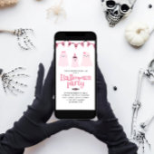 Niedlich-rosa-Kinder-Halloween-Party Einladung