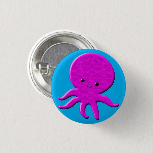 Niedlich rosa Krake Button (Vorne & Hinten)