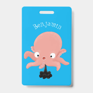 Niedlich-rosa-Kraken-Cartoon-Spaß Ausweis