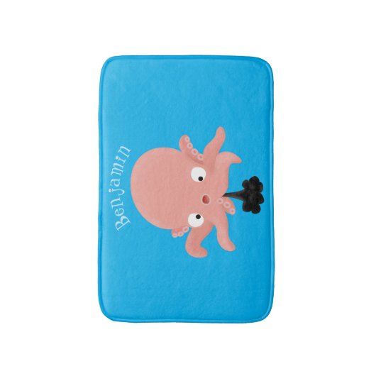 Niedlich-rosa-Kraken-Cartoon-Spaß Badematte (Vorderseite Vertikal)