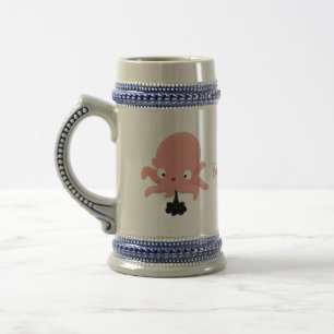 Niedlich-rosa-Kraken-Cartoon-Spaß Bierglas