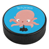 Niedlich-rosa-Kraken-Cartoon-Spaß Eishockey Puck (3/4)