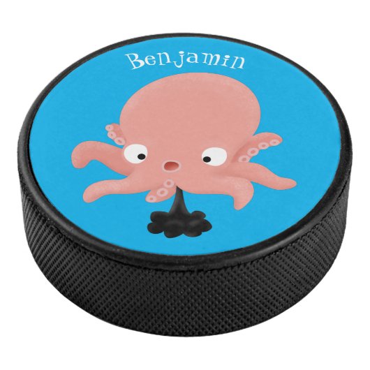 Niedlich-rosa-Kraken-Cartoon-Spaß Eishockey Puck (3/4)