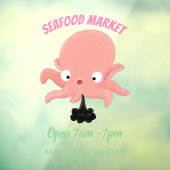 Niedlich-rosa-Kraken-Cartoon-Spaß Fensteraufkleber (Blatt 3)